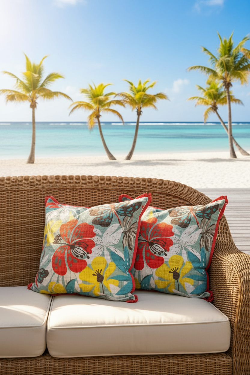 Coral edge floral pillows