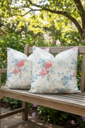 Coral and Blue floral Pillow