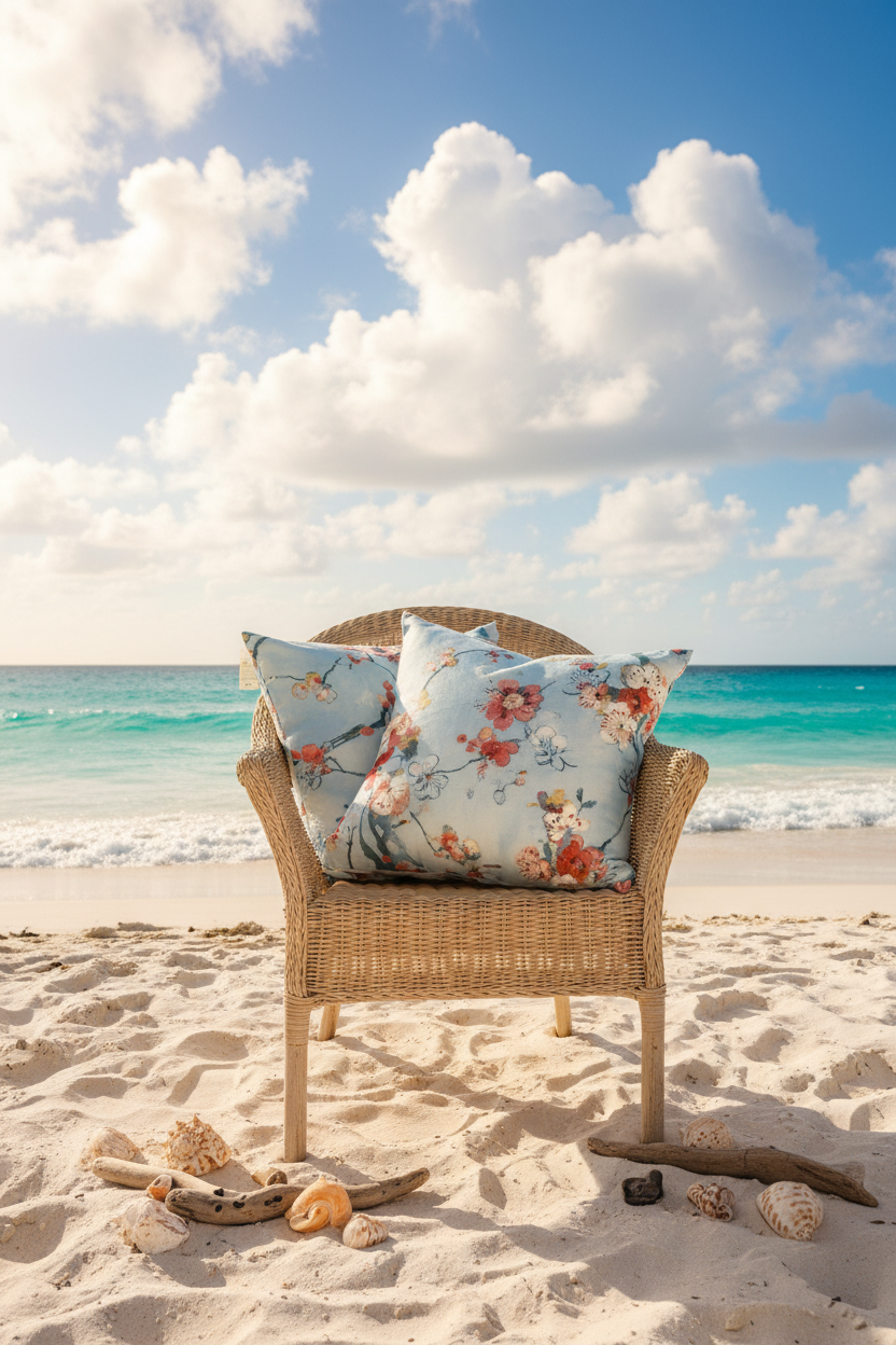 Ocean blue and Coral Pillow