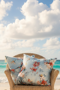Ocean blue and Coral Pillow