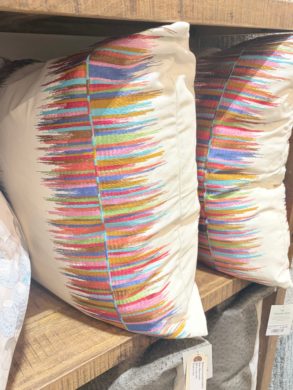 Embroidered Rainbow fun Pillow