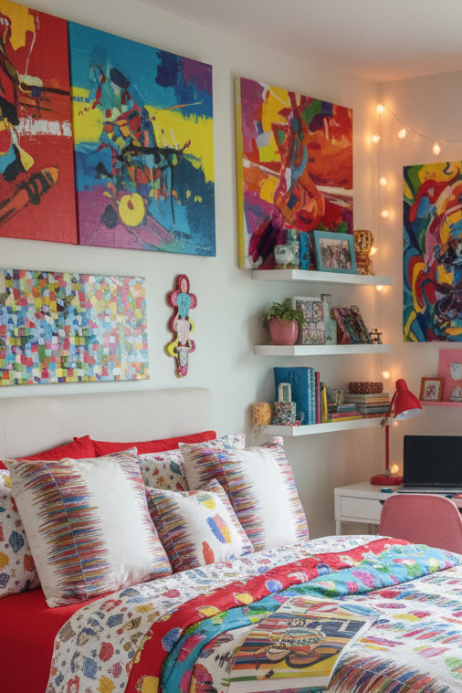 Embroidered Rainbow fun Pillow